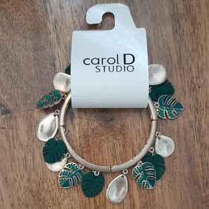 Carol D Gold Tone Monstera Plant Costume Bracelet NWT